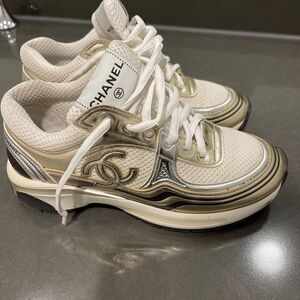 Chanel silver and gold sneakers 100% authentic